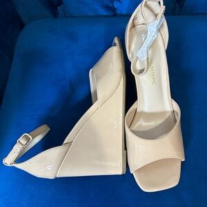 Dream Pairs Cream Wedge Sandals with Ankle Strap